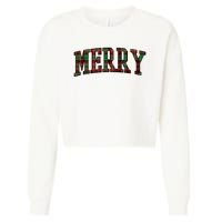 Merry Plaid Holiday Christmas Cropped Pullover Crew