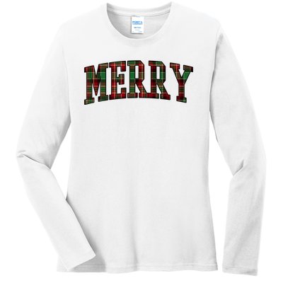 Merry Plaid Holiday Christmas Ladies Long Sleeve Shirt