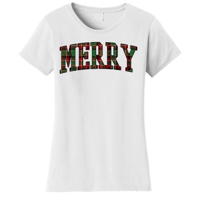 Merry Plaid Holiday Christmas Women's T-Shirt