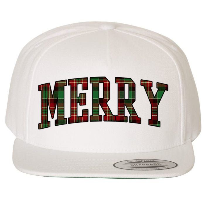 Merry Plaid Holiday Christmas Wool Snapback Cap