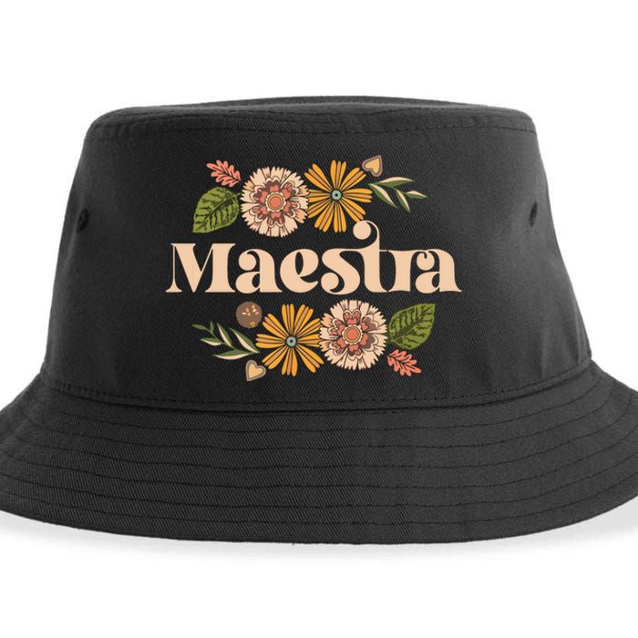 Maestra Proud Hispanic Spanish Teacher Bilingual Teacher Sustainable Bucket Hat