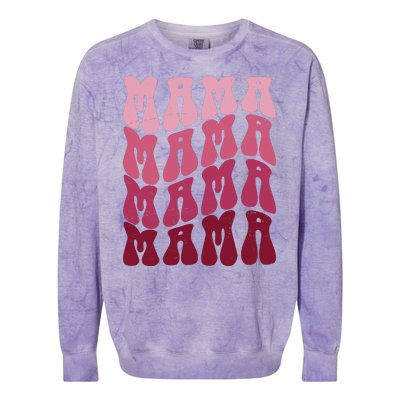 Mama Pink Hippie Retro Colorblast Crewneck Sweatshirt