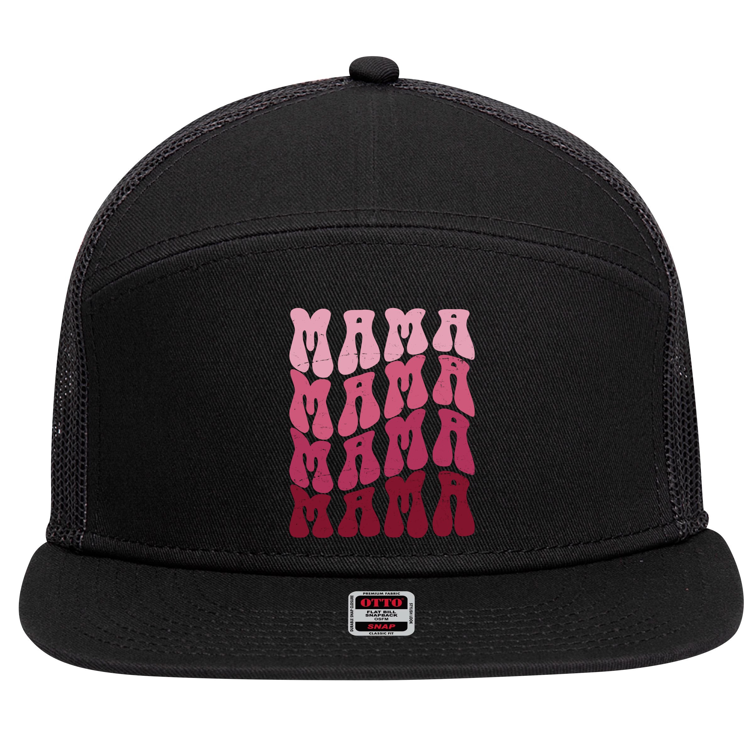 Mama Pink Hippie Retro 7 Panel Mesh Trucker Snapback Hat