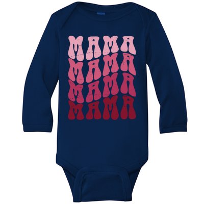 Mama Pink Hippie Retro Baby Long Sleeve Bodysuit