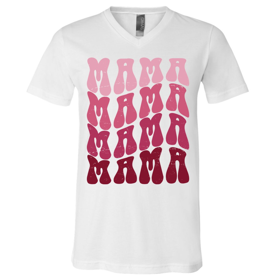 Mama Pink Hippie Retro V-Neck T-Shirt