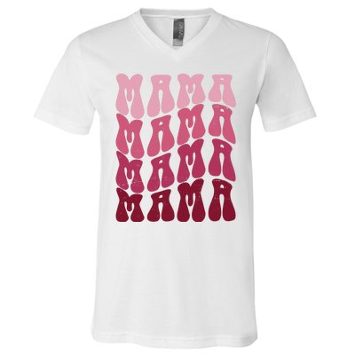 Mama Pink Hippie Retro V-Neck T-Shirt