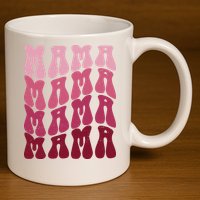 Mama Pink Hippie Retro 11oz C Handle Ceramic Mug