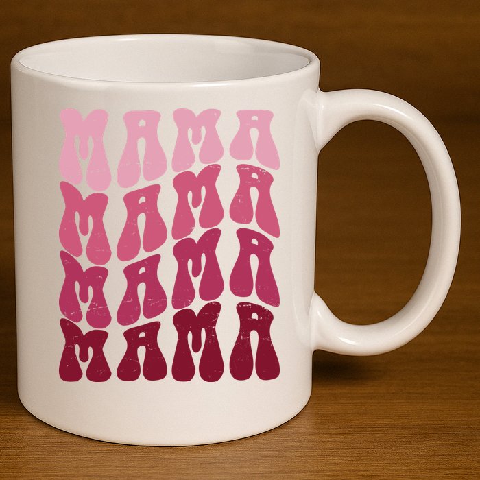 Mama Pink Hippie Retro 11oz C Handle Ceramic Mug