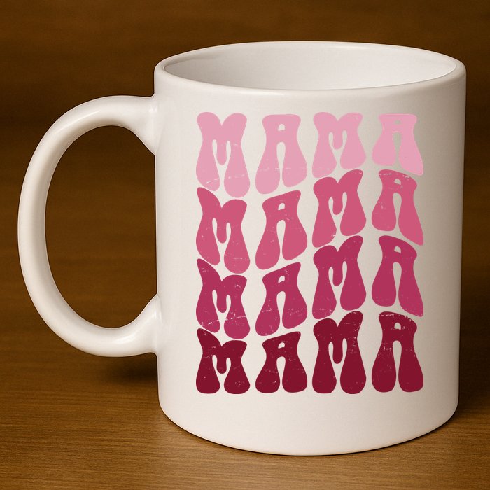 Mama Pink Hippie Retro 11oz C Handle Ceramic Mug