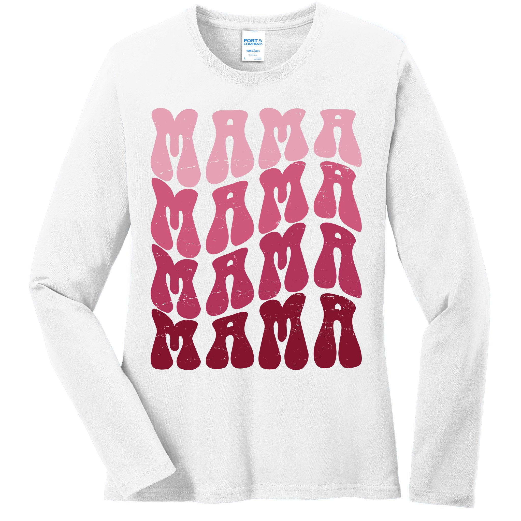 Mama Pink Hippie Retro Ladies Long Sleeve Shirt