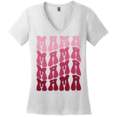 Mama Pink Hippie Retro Women's V-Neck T-Shirt
