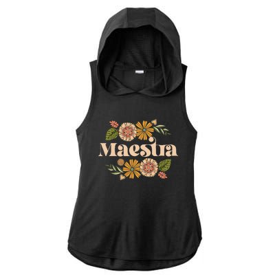 Maestra Proud Hispanic Spanish Teacher Bilingual Teacher Ladies PosiCharge Tri-Blend Wicking Draft Hoodie Tank