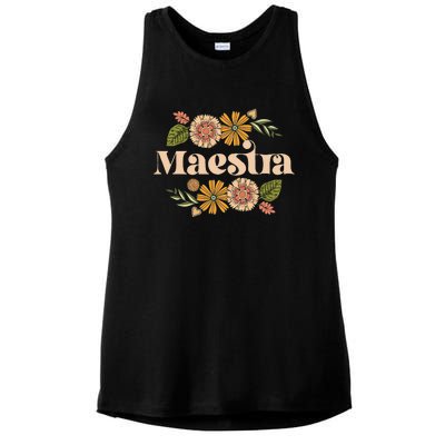 Maestra Proud Hispanic Spanish Teacher Bilingual Teacher Ladies PosiCharge Tri-Blend Wicking Tank