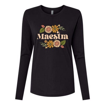 Maestra Proud Hispanic Spanish Teacher Bilingual Teacher Womens Cotton Relaxed Long Sleeve T-Shirt