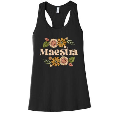 Maestra Proud Hispanic Spanish Teacher Bilingual Teacher Women's Racerback Tank