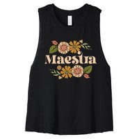 Maestra Proud Hispanic Spanish Teacher Bilingual Teacher Women's Racerback Cropped Tank