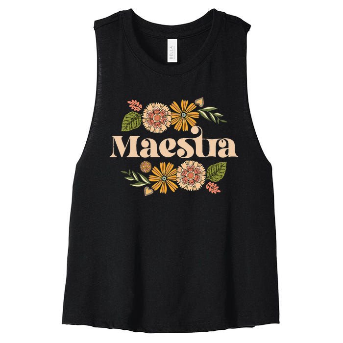 Maestra Proud Hispanic Spanish Teacher Bilingual Teacher Women's Racerback Cropped Tank