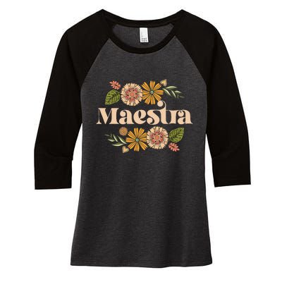 Maestra Proud Hispanic Spanish Teacher Bilingual Teacher Women's Tri-Blend 3/4-Sleeve Raglan Shirt