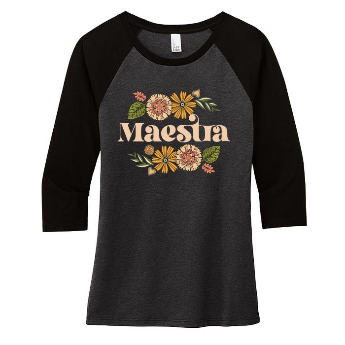 Maestra Proud Hispanic Spanish Teacher Bilingual Teacher Women's Tri-Blend 3/4-Sleeve Raglan Shirt