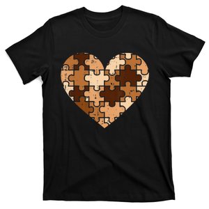 Melanin Puzzle Heart Black History Month BLM Pan African T-Shirt