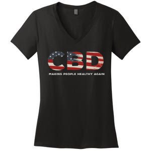 Make People Healthy Again Cbd Oil Cbd Women's V-Neck T-Shirt