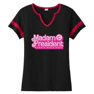 Madam President Harris Walz 2024 Ladies Halftime Notch Neck Tee