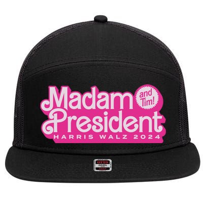 Madam President Harris Walz 2024 7 Panel Mesh Trucker Snapback Hat