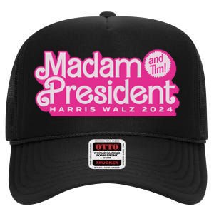 Madam President Harris Walz 2024 High Crown Mesh Back Trucker Hat