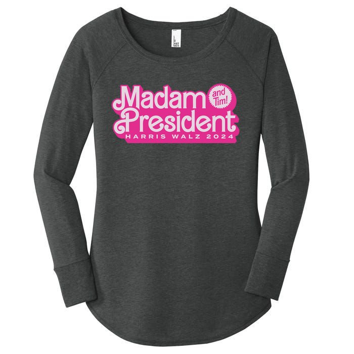 Madam President Harris Walz 2024 Women's Perfect Tri Tunic Long Sleeve Shirt