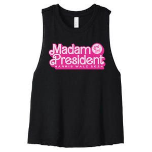 Madam President Harris Walz 2024 Women's Racerback Cropped Tank