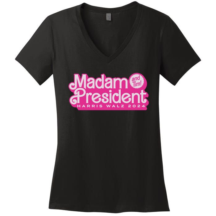 Madam President Harris Walz 2024 Women's V-Neck T-Shirt