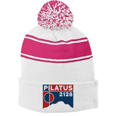 Mount Pilatus Hike Luzern Swiss Hiking Gifts Stripe Pom Pom Beanie