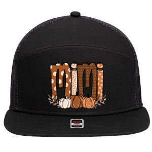 Mimi Pumpkin Halloween Thanksgiving Grandma Fall Leaves 7 Panel Mesh Trucker Snapback Hat