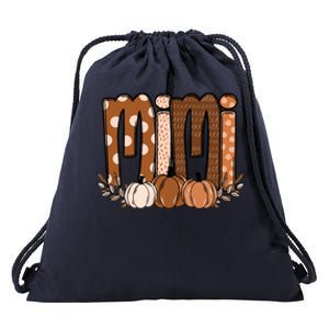 Mimi Pumpkin Halloween Thanksgiving Grandma Fall Leaves Drawstring Bag