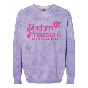 Madam President Harris Walz 2024 And Tim Walz Colorblast Crewneck Sweatshirt