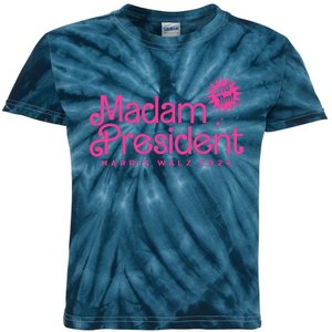 Madam President Harris Walz 2024 And Tim Walz Kids Tie-Dye T-Shirt