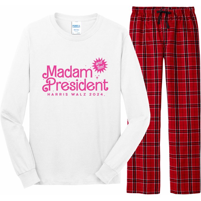 Madam President Harris Walz 2024 And Tim Walz Long Sleeve Pajama Set