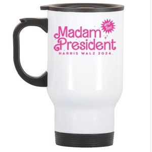 Madam President Harris Walz 2024 And Tim Walz Stainless Steel Travel Mug