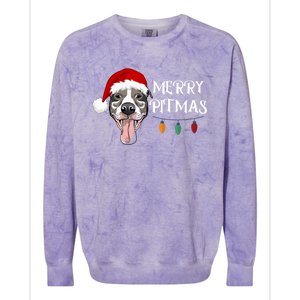 Merry Pitmas Happy Pitbull Santa Pitbull Christmas Cool Gift Colorblast Crewneck Sweatshirt