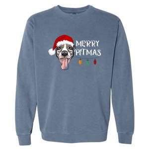 Merry Pitmas Happy Pitbull Santa Pitbull Christmas Cool Gift Garment-Dyed Sweatshirt