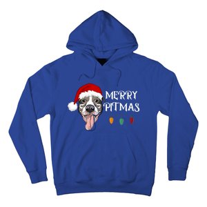 Merry Pitmas Happy Pitbull Santa Pitbull Christmas Cool Gift Hoodie