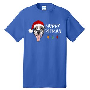 Merry Pitmas Happy Pitbull Santa Pitbull Christmas Cool Gift Tall T-Shirt