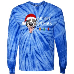 Merry Pitmas Happy Pitbull Santa Pitbull Christmas Cool Gift Tie-Dye Long Sleeve Shirt