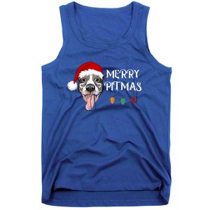 Merry Pitmas Happy Pitbull Santa Pitbull Christmas Cool Gift Tank Top