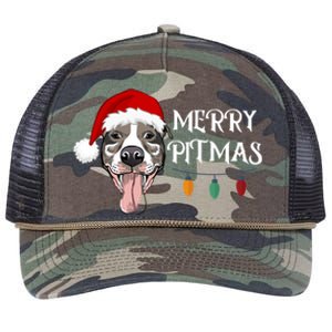 Merry Pitmas Happy Pitbull Santa Pitbull Christmas Cool Gift Retro Rope Trucker Hat Cap