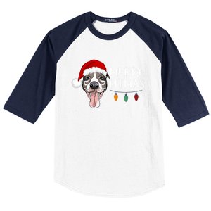 Merry Pitmas Happy Pitbull Santa Pitbull Christmas Cool Gift Baseball Sleeve Shirt