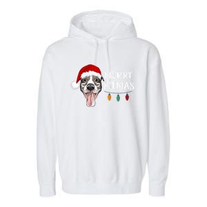 Merry Pitmas Happy Pitbull Santa Pitbull Christmas Cool Gift Garment-Dyed Fleece Hoodie