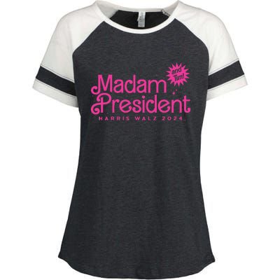 Madam President Harris Walz 2024 Enza Ladies Jersey Colorblock Tee