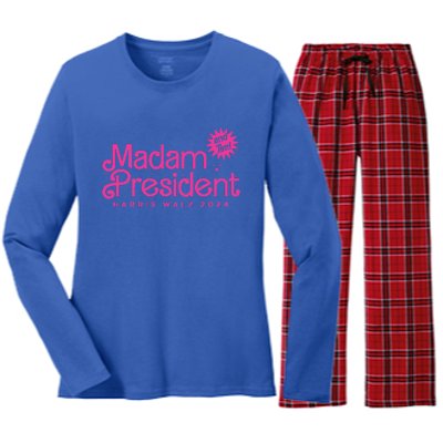 Madam President Harris Walz 2024 Women's Long Sleeve Flannel Pajama Set 