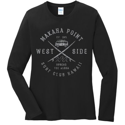 Makaha Point Hawaii Surf Club Ladies Long Sleeve Shirt